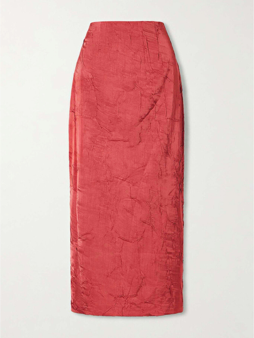 Ulla Johnson Inez Fig Crinkled Satin Pencil Midi Skirt High Rise 2 NWT